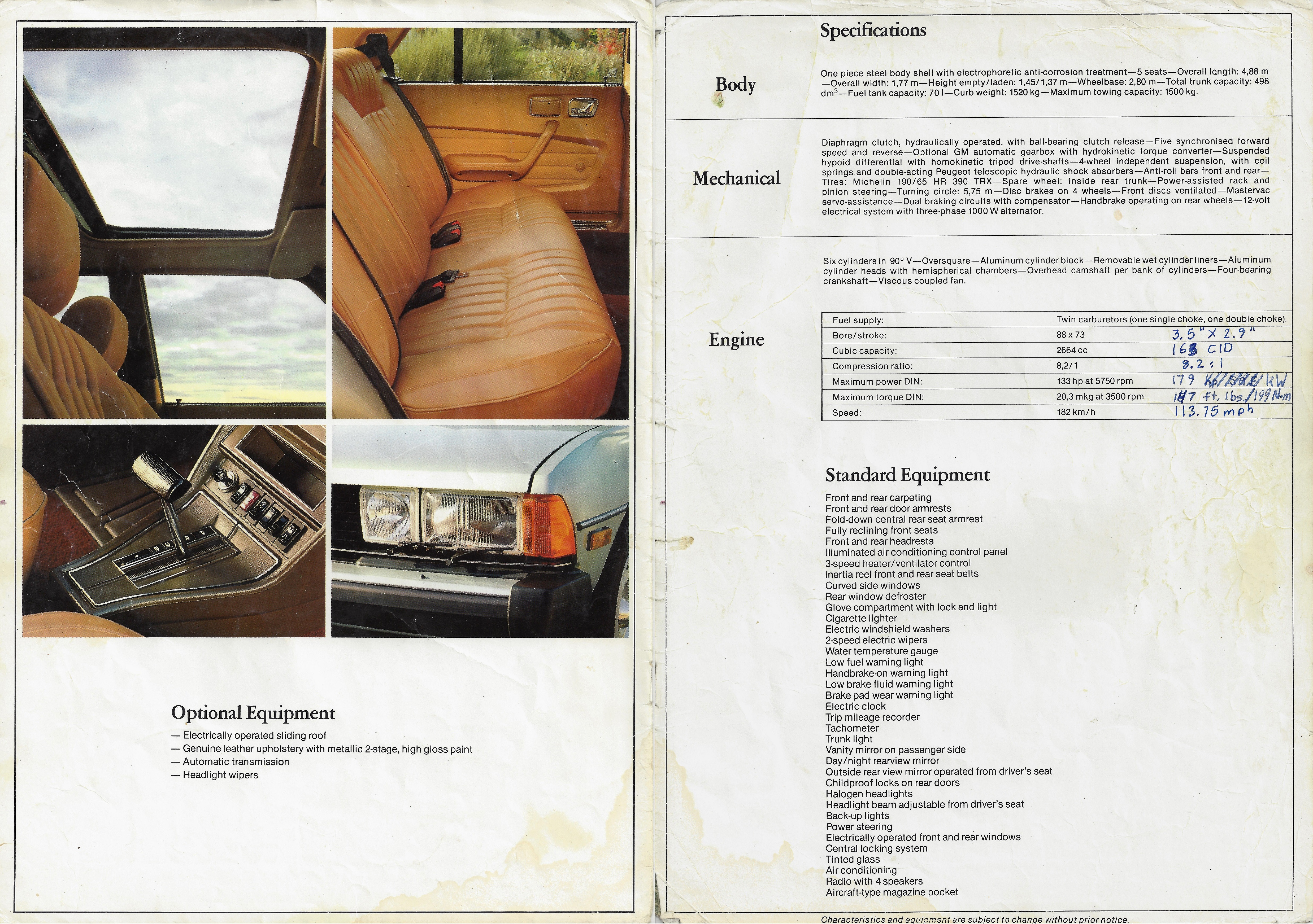 1979 Peugeot 604 Brochure Page 5